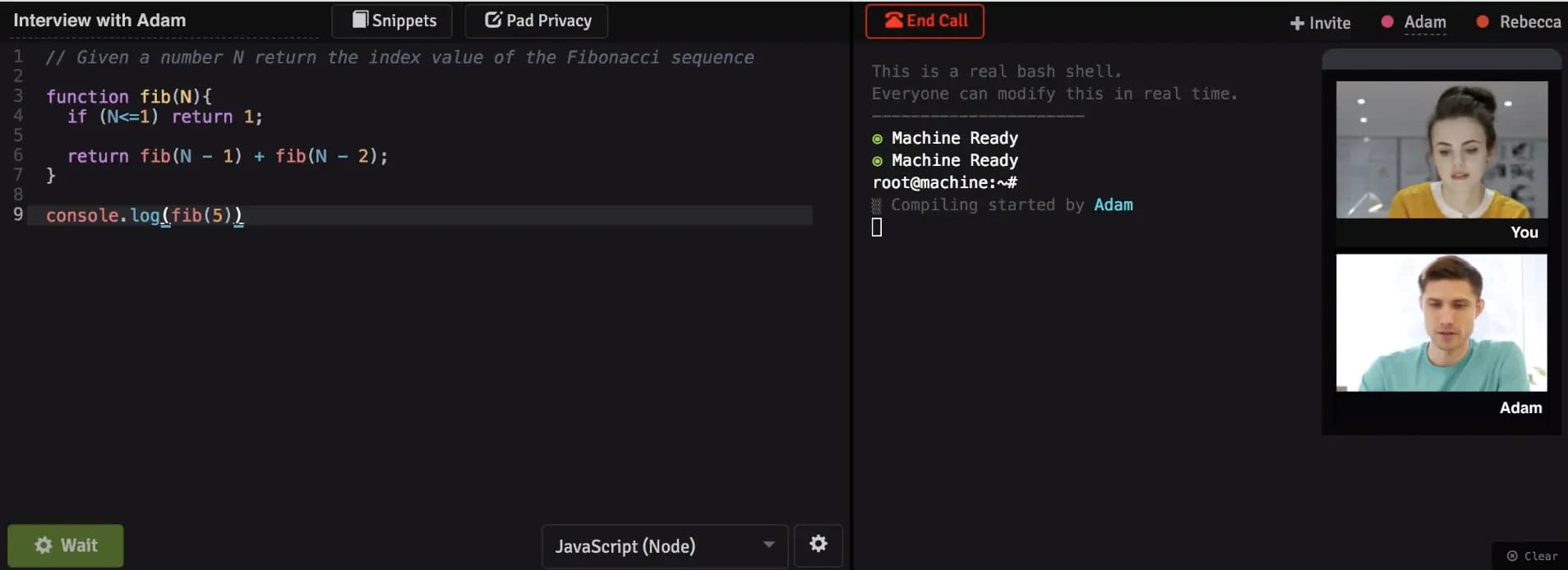 CodeInterview editor